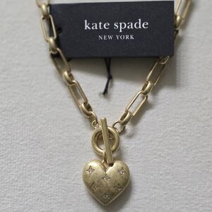 Kate Spade Gold Heart Charm Necklace With Toggle Clasp